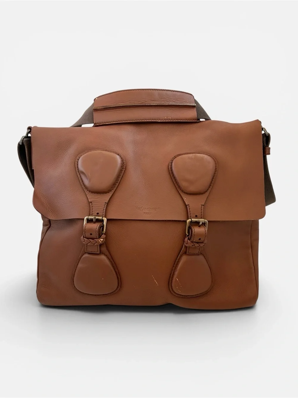 Yves Saint Laurent YSL Vintage Brown Leather Messenger Crossbody Bag